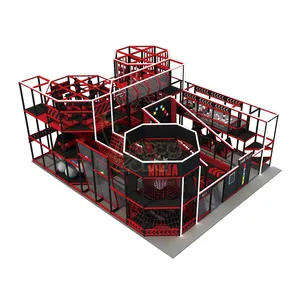 Mais novo equipamento comercial para parque de adrenalina, arena interativa Ninja Tag com obstáculos, parque de aventuras interno