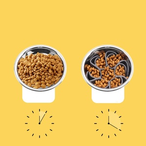 Bol anti-étouffement à alimentation lente pour animaux de compagnie, gris et orange, pour une alimentation saine des chiens et des chats - Product Image 2