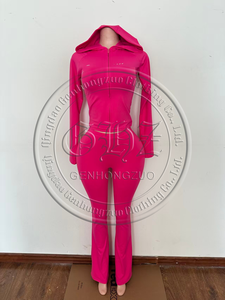 ملابس نسائية وصلت حديثًا للخريف والشتاء ، سترات بغطاء رأس بياقة من الفرو ، جاكيت وسروال ، ملابس Y2k ، شعار مخصص ، طقم من قطعتين للنساء - Product Image 2