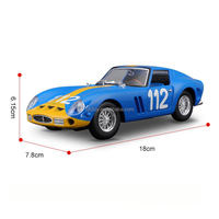 Bburago 1:24 Ferrari 250 GTO Super Voiture de Course Modèle Réduit Portes Ouvrantes Simulation Alliage Métal Jouets de Collection Modèles de Voitures Moulées sous Pression
