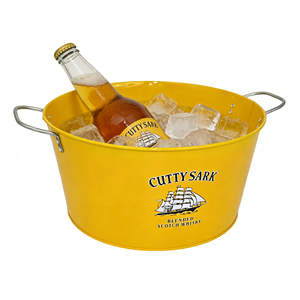 Custom Logo Yellow Oval Metal Ice <b>Bucket</b> With Two Handles Whisky Beer Cooling <b>Tin</b> for Bar Party Beverage Storage - Product Image 4