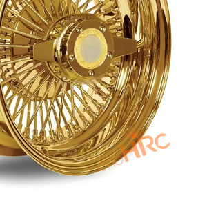 Rueda de alambre de radios de fábrica 13x7 13 14 pulgadas llantas de alambre oro 13x5,5 14x6 14x7 72 100 radios cruzados rectos Lowrider para coches clásicos - Product Image 3