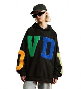 Precio de fábrica 100% algodón de gran tamaño sudaderas con capucha unisex personalizado Chenille bordado LOGO francés Terry sudaderas con capucha para hombre - Product Image 1