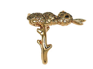 แหวนรูปกระต่ายประดับเพชรคิวบิกเซอร์โคเนียหลากสีรุ้ง ชุบทอง 18k สำหรับสุภาพสตรี - Product Image 2