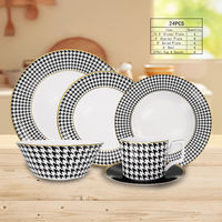 Offre Spéciale vaisselle de style occidental moderne assiettes à steak en céramique noir et blanc vaisselle domestique à usage commercial