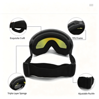 OEM ODM Lunettes de protection antidérapantes en silicone triple couche, anti-buée, anti-sable, UV400, 4 aérations, compatibles OTG, pour l'escalade, le parasail, le ski et le snowboard