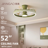Ventilateur de plafond LED 2026 Crème avec petit dinosaure mignon, intensité variable, télécommande, 6 vitesses de vent pour chambre à coucher et chambre d'enfant