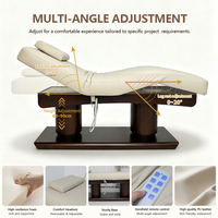 BoJue Lit Électrique en Bois pour Soins du Visage, Esthétique et Cils, Relevable, Table de Massage Corps Entier Inclinable pour Salon de Beauté