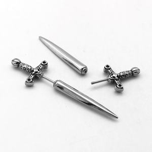 Boucles d'oreilles clous personnalisées pour hommes en acier inoxydable 316L, étanches, hypoallergéniques, style gothique, épée, vintage, punk rock pour hommes - Product Image 3