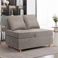 Canapé-lit pliant 2 places, fauteuil inclinable 4-en-1 moderne, dossier réglable sur 5 niveaux avec 2 oreillers, meubles de salon