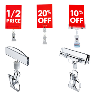 Clips de présentation en plastique transparent pour étiquettes POP, supports de prix, porte-enseignes pour les magasins de détail, 70x39 mm, blanc, pratiques - Product Image 6