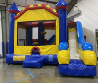 Commerciële buiten springkussen combinatie met glijbaan voor kinderen en volwassenen