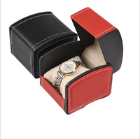 Boîte cadeau pour montre en gros, boîte de rangement ronde en cuir PU, boîte à montre personnalisée
