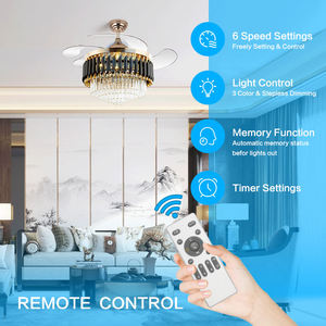 Ventilateur de plafond noir doré avec éclairage, moteur DC, télécommande, 6 vitesses, intensité variable, ventilateurs de plafond <span class=keywords><strong>Samsung</strong></span> - Product Image 5