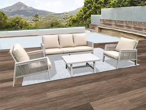 طقم أريكة حديقة خارجية حديثة من الألومنيوم مع طاولة طعام للفنادق والفلل والساحات - Product Image 6