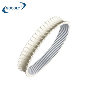 Correas de distribución síncronas de acero blanco de alta precisión personalizables OEM T10 8.0NR con ranuras, recubrimiento de caucho sin costuras, transmisión de PU - Product Image 3