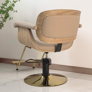 Chaise de barbier pivotante à fond rond avec cadre en bois au design élégant, couleur claire, chaises de <span class=keywords><strong>coiffure</strong></span> pour barbier - Product Image 5