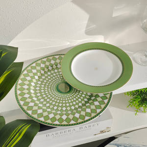 Assiette de service de luxe marocaine élégante en céramique et porcelaine, blanche et bleue, pour dîner et dessert - Product Image 2