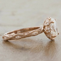 Bague de fiançailles solitaire vintage en or massif 10K/14K/18K avec diamant de laboratoire taille ovale 0,5-3 carats, sertie de feuilles en milgrain, certifiée IGI CVD/HPHT VVS