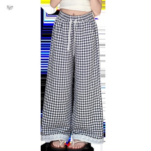 <span class=keywords><strong>Pantaloni</strong></span> lunghi a gamba larga a quadri bianchi e <span class=keywords><strong>neri</strong></span> per ragazze, <span class=keywords><strong>pantaloni</strong></span> casual coreani per bambini e ragazzi - Product Image 4