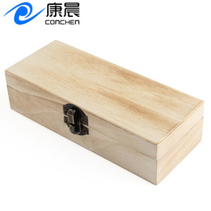 Estuche de madera para gafas Conchen, 165x69x44mm, rectangular, con tapa abatible, de madera de pino, con cierre metálico, caja de almacenamiento para gafas - Product Image 1