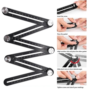 Localizzatore di fori per <span class=keywords><strong>piastrelle</strong></span> all'ingrosso strumento regolabile vetro per muratura misurazione fissa righello <span class=keywords><strong>angolare</strong></span> universale a 6 pieghe - Product Image 3