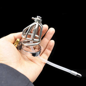 RVS kuisheidsapparaat anti-erectie cock bondage kooi penisring met urethraal sonde seksspeeltjes - Product Image 2