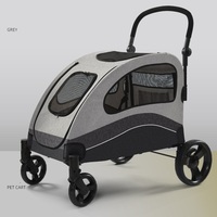 Moyen et grand chariot multifonctionnel pour animaux de compagnie multi chat chien extérieur respirant pliant grand chien poussette 4 roues
