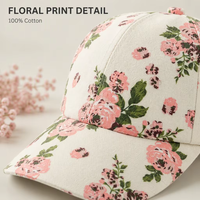 Casquette de baseball personnalisée à imprimé floral, 6 panneaux, visière incurvée vintage, casquette de sport réglable, chapeau de soleil souple et structuré pour hommes et femmes