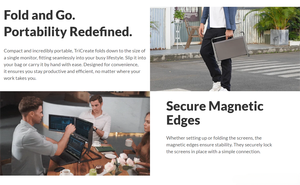 Moniteur triple écran TriCreate Lite 14 pouces, extension d'écran quadruple, connexion IPS Type-C, moniteur portable pliable à trois écrans - Product Image 4