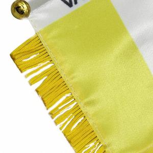 ธงซาตินวาติกันแบบกำหนดเอง ธงติดรถยนต์ขนาดเล็ก พร้อมพู่สีเหลือง - Product Image 5