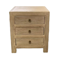 Table de chevet moderne et minimaliste à 3 tiroirs Montecito Mobilier de chambre à coucher en bois d'orme massif pour appartement ou hôtel