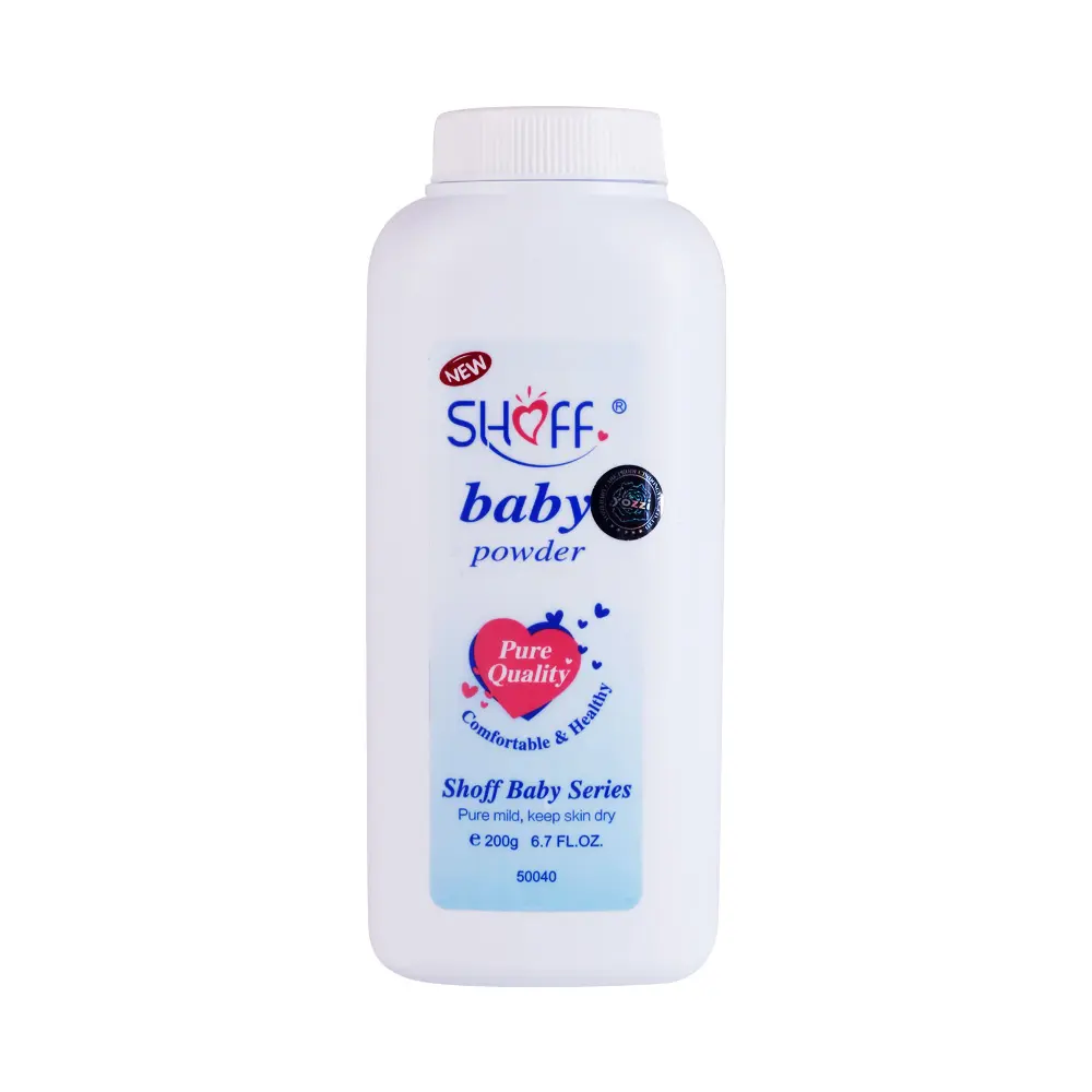 Shoff bebê talco pó fragrância, óleo para cuidados com o bebê, perfume floral 200g, pele lightening, pó para bebê