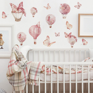 Adesivi <span class=keywords><strong>murali</strong></span> decorativi per cameretta bambini, rimovibili in vinile, palloncino rosa, adesivo murale 3D a forma di farfalla - Product Image 3