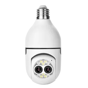 双镜头Q1 4MP H265 E27户外彩色夜视wifi双向音频应用控制wifi灯泡摄像头