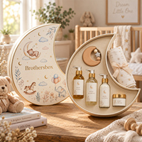 Fabrication sur mesure de coffrets cadeaux en forme de lune pour crème pour le visage et lotion pour bébé, avec insert.