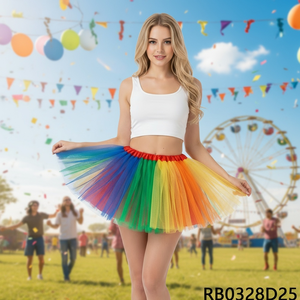 पेसमेनर इंद्रधनुष तुले स्कर्ट-गर्व महीने रंगीन स्तरित तुले स्कर्ट - Product Image 2