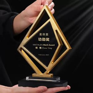 Tinh thể kim loại <span class=keywords><strong>Trophy</strong></span> đen pha lê cơ sở vàng bạc đồng kinh doanh cuộc thi Giải thưởng xin chúc mừng khắc in ấn - Product Image 4