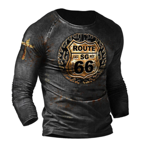 Camiseta Vintage de manga larga para hombre, camisetas con estampado de letras 3D, <span class=keywords><strong>ruta</strong></span> de EE. UU., <span class=keywords><strong>66</strong></span>, de gran tamaño 5XL ropa holgada, otoño - Product Image 2