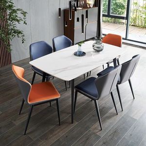 Table à manger rectangulaire moderne en dalle de jade gris mouton italien couleur Pandora pour usage domestique - Product Image 4