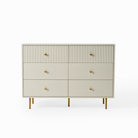 Meuble de salon moderne de luxe, buffet à 6 tiroirs avec grande capacité, panneau HDF