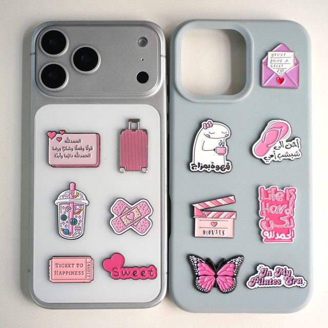Stock Quick-Ship Pink Metal Phone Stickers Factory Custom Cute Adhesive Phone Accessories for Girls