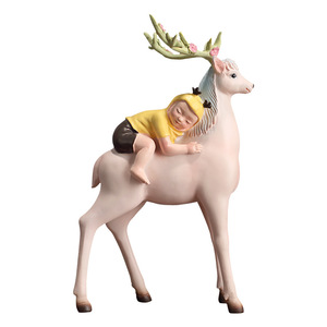 Adorno de resina de niño montando un ciervo de estilo nórdico para decoración de sala de estar y dormitorio - Product Image 5