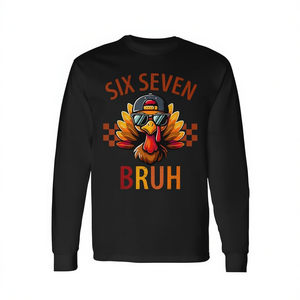 Six Seven Thanksgiving Turkey Feast T-shirt à manches longues pour adulte, unisexe, col rond, imprimé numérique - Product Image 2