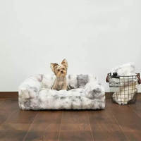 Lit pour chien et chat classique, écologique, solide, carré, en carton, pour l'hiver, quatre saisons, en velours bulle, portable, semi-fermé, pour une sensation de sécurité
