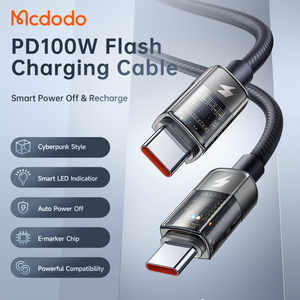 Cavo USB-<span class=keywords><strong>C</strong></span> Mcdodo 284 con Spegnimento Automatico, 100W 5A, Chip E-mark, Distribuzione Intelligente, Cavo di Ricarica Rapida USB-<span class=keywords><strong>C</strong></span> <span class=keywords><strong>a</strong></span> USB - Product Image 2