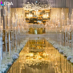 Décorations d'allée de mariage JINDA : miroirs argentés et dorés, tapis d'allée scintillant. - Product Image 3