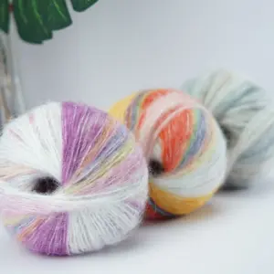 Wholesale Yarn Ball Crochet For Pet Clothes Mixed Colour Yarns 4NM 50 Grams Rainbow Color Hand Knitting Blended Yarn