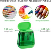 Taille-crayon manuel à double trou en matériau PS pour adultes, étudiants, école, classe, maison, bureau