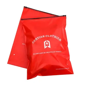 Groothandel Op Maat Gemaakte Zwarte Kleding Zip Lock Poly Bags Voor Verpakking Hoodie Custom Logo Bedrukte Rits Plastic Zakken